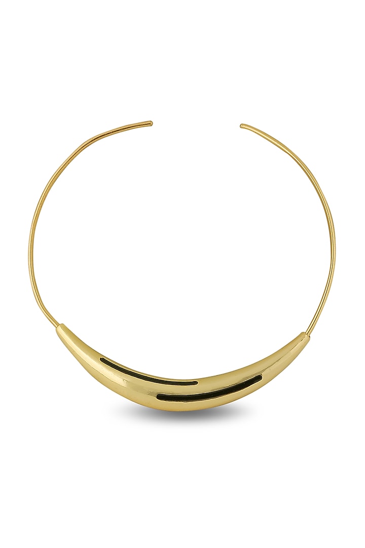 Gold Plated Black Enameled Necklace by Varnika Arora at Pernia's Pop Up Shop