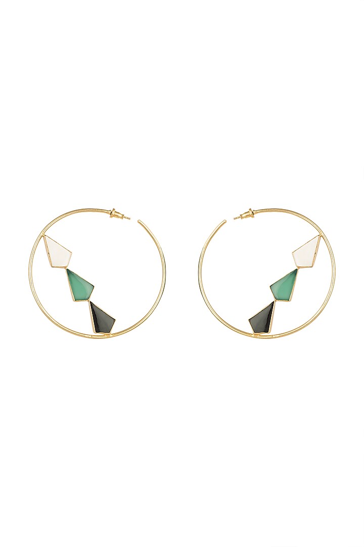 Gold Plated MOP Hoop Earrings by Varnika Arora at Pernia's Pop Up Shop