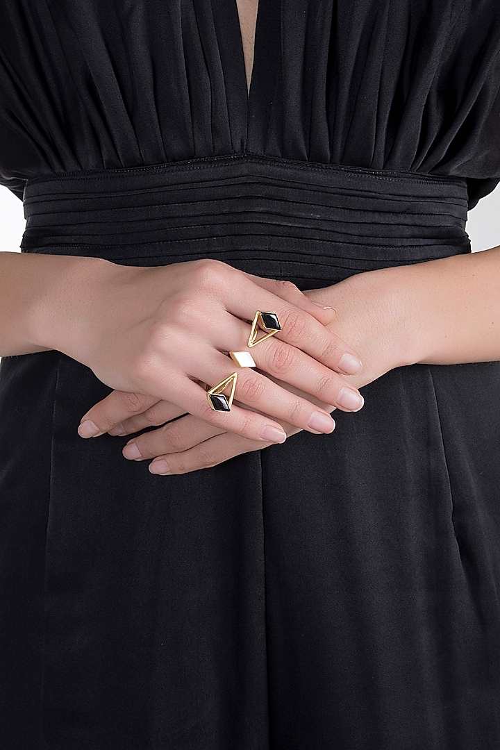 Gold Plated MOP Ring by Varnika Arora