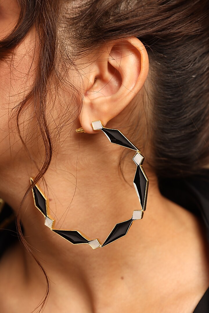 Gold Finish Hoop Earrings by Varnika Arora