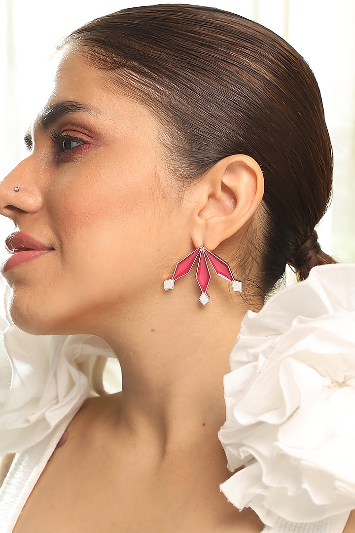 Rose Gold Finish Stud Earrings by Varnika Arora