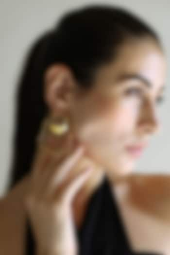 Gold Finish Irregular Hoop Earrings by Varnika Arora at Pernia's Pop Up Shop