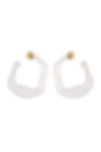 Gold Finish White Fluid Hoop Earrings by Varnika Arora