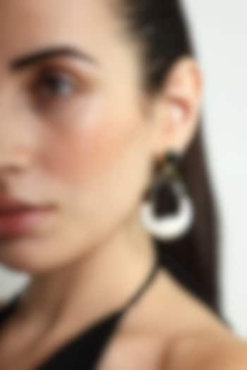 Gold Finish Black Onyx Enameled Dangler Earrings by Varnika Arora