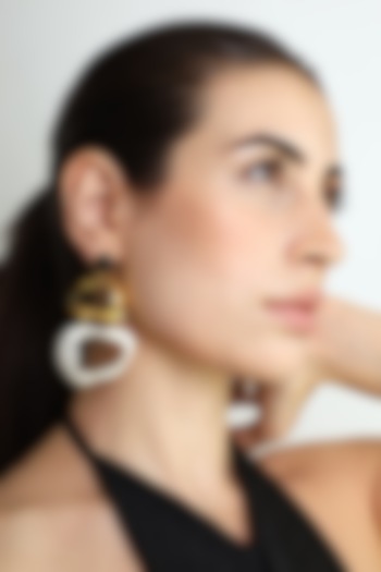 Gold Finish Black Onyx Enameled Dangler Earrings by Varnika Arora at Pernia's Pop Up Shop