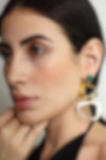 Gold Finish Onyx Enameled Dangler Earrings by Varnika Arora at Pernia's Pop Up Shop