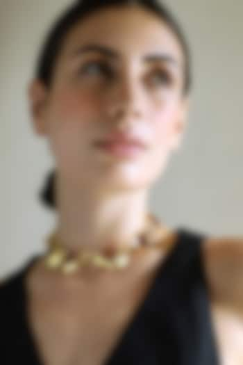 Gold Finish Wave-Shaped Necklace by Varnika Arora