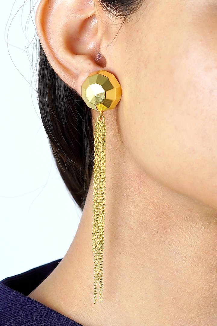 Gold Finish Dangler Earrings by Varnika Arora