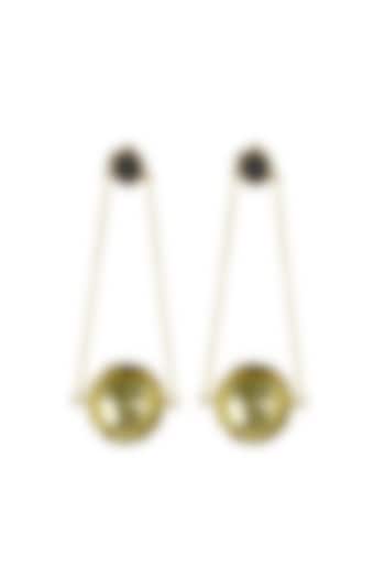 Gold Finish Black Onyx Earrings by Varnika Arora