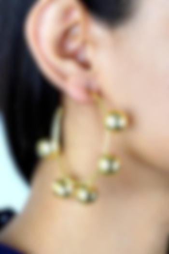 Gold Finish Hoop Earrings by Varnika Arora
