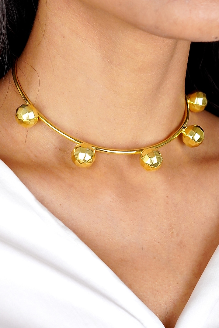 Gold Finish Choker Necklace by Varnika Arora