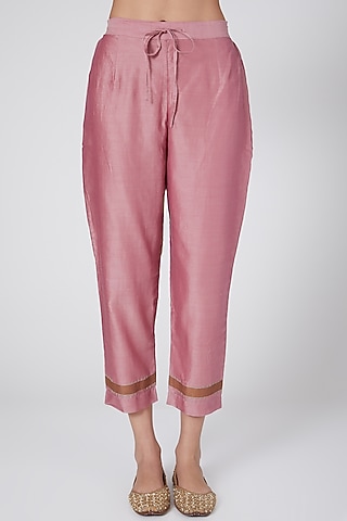 Pink Chikankari Embroidered Pants by Vineet Rahul