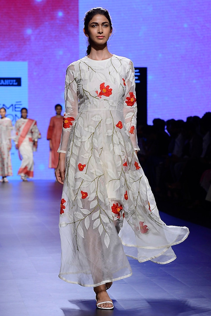 Ivory Hand Embroidered Dress by Vineet Rahul
