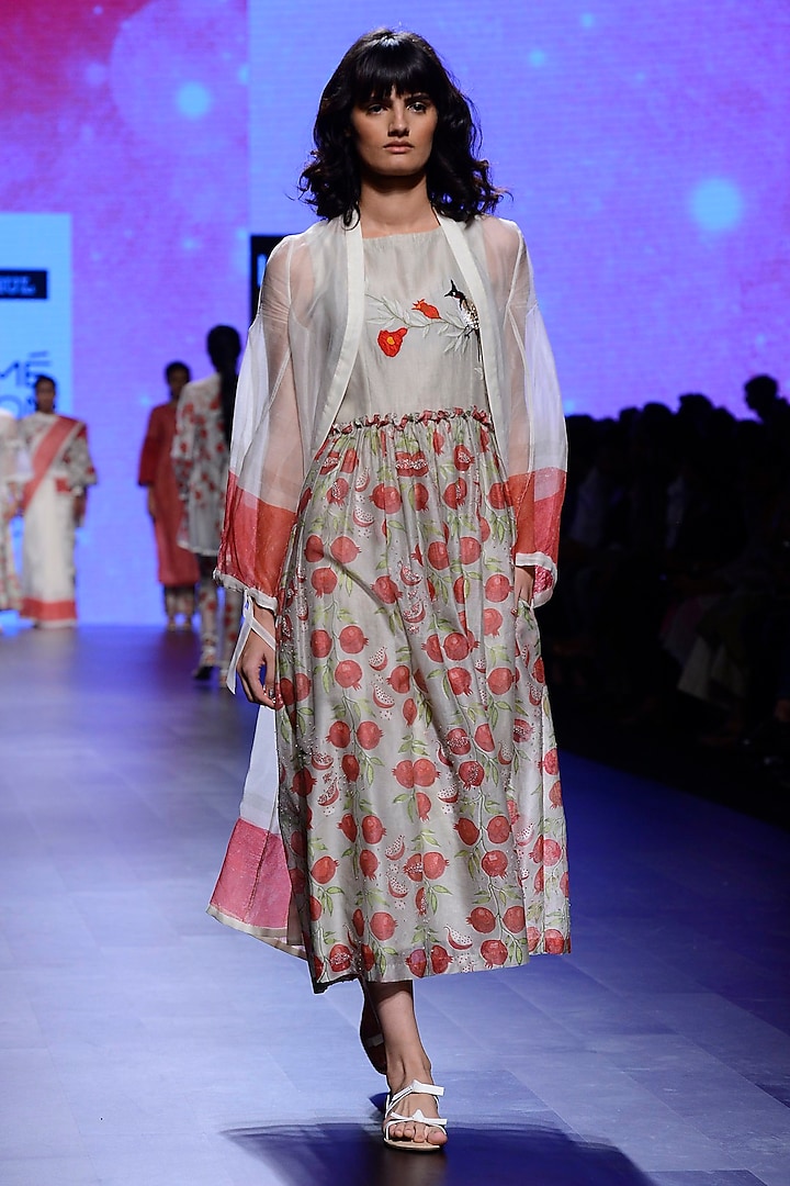 Ivory Bulbul Embroidered Dress by Vineet Rahul