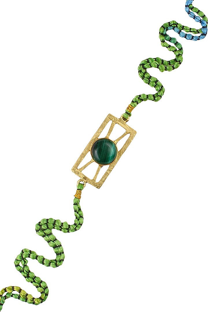Varnika Arora presents Malachite semi precious stone statement rakhi available only at Pernia's Pop Up Shop.