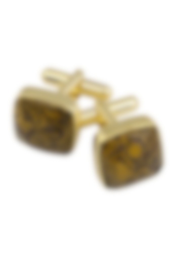 Gold Plated Cut Marrium Statement Cufflinks by Varnika Arora