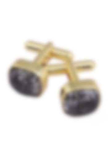 Gold Plated Tourmalined Quartz Statement Cufflinks by Varnika Arora