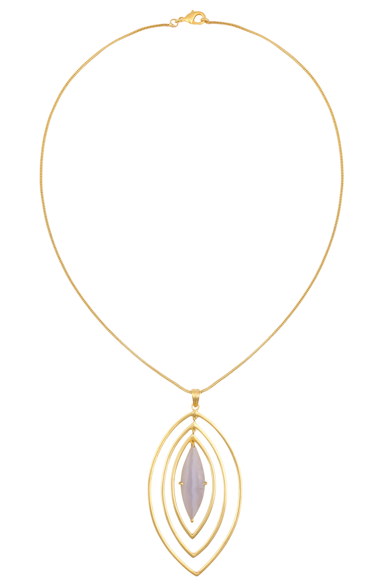 Gold Plated Chalcedony Stone Pendant Necklace by Varnika Arora