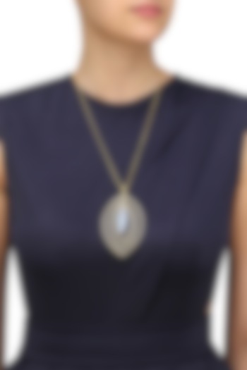 Gold Plated Chalcedony Stone Pendant Necklace by Varnika Arora