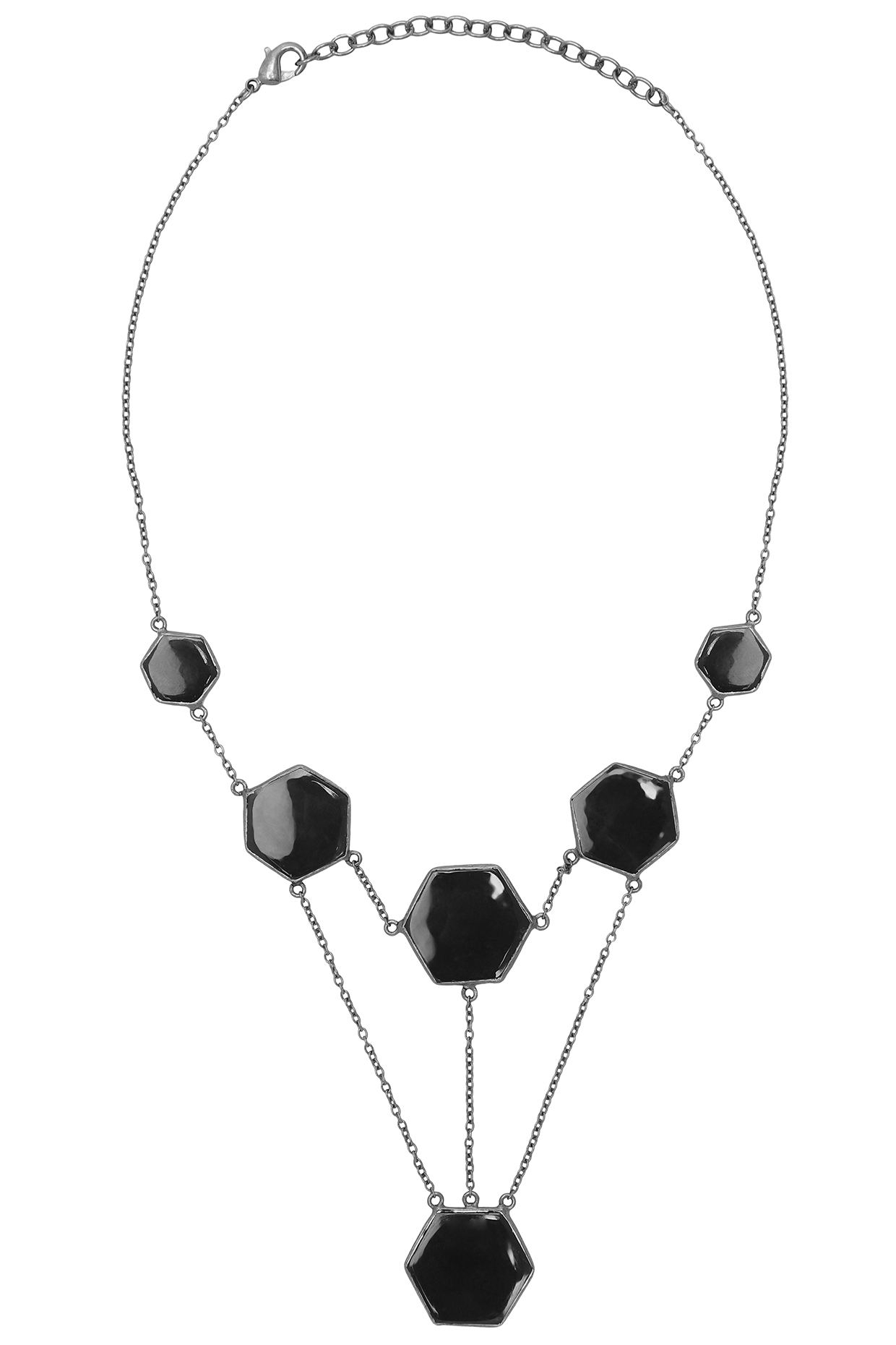 Gunmetal Plated Black Onyx Necklace by Varnika Arora
