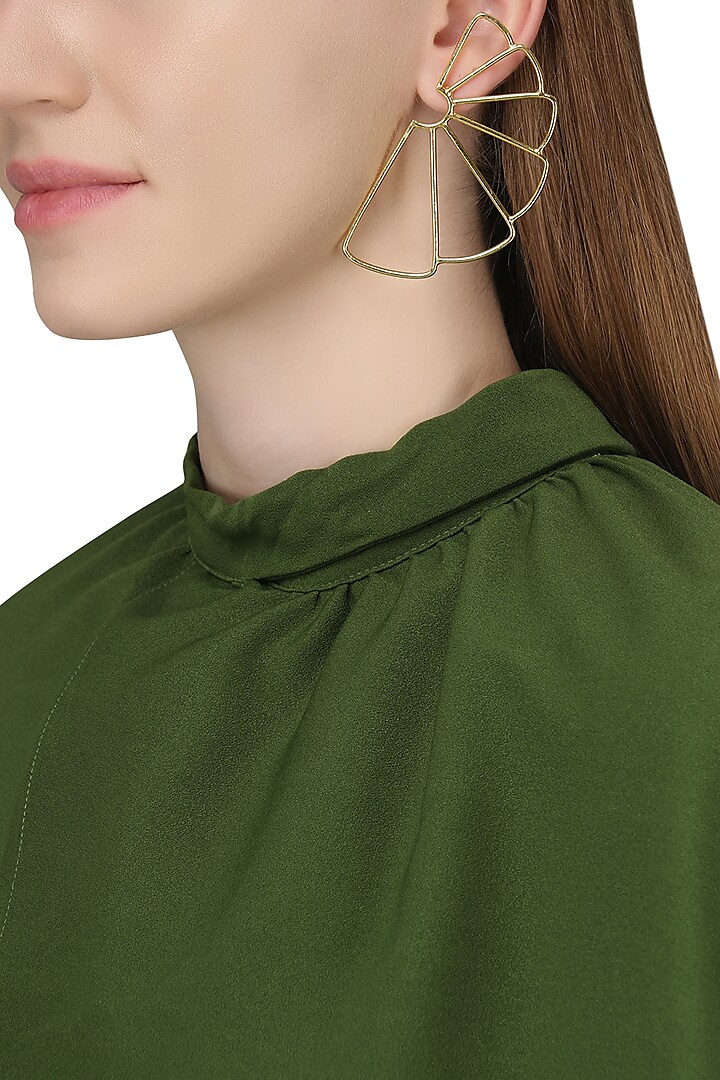 Gold Plated Geometric Earrings by Varnika Arora