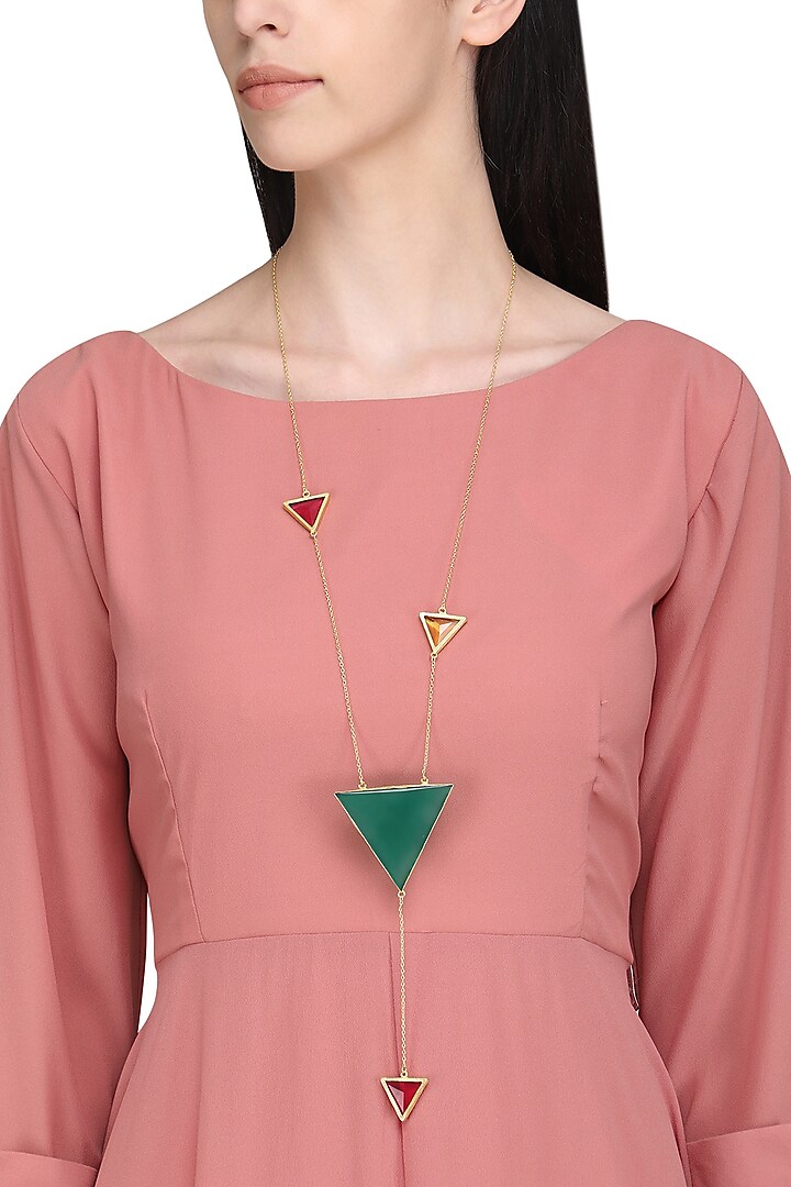 Gold Plated Multi-Coloured Stone Necklace by Varnika Arora