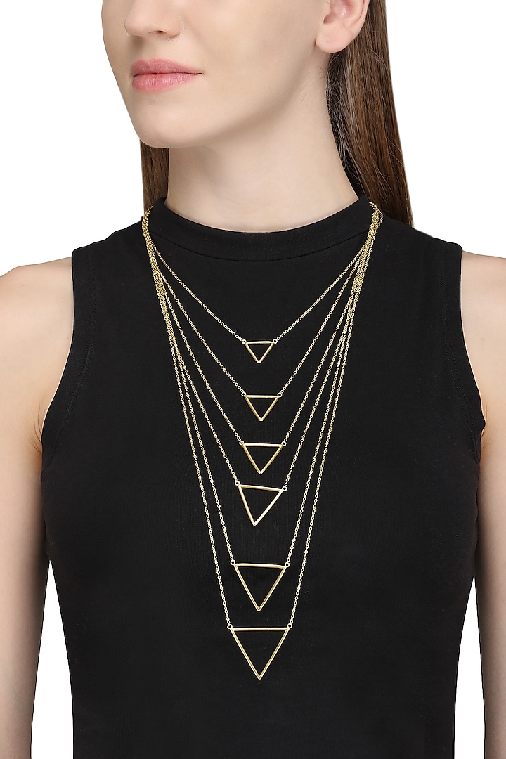 Gold Plated Layered Necklace by Varnika Arora