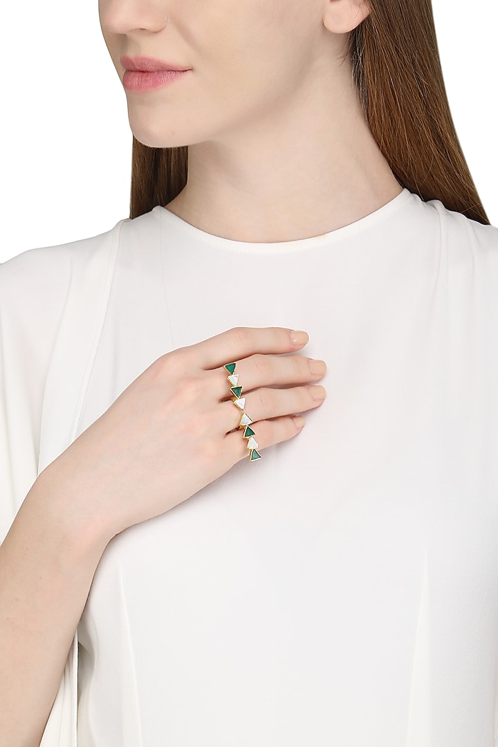 Gold Plated Green Onyx Ring by Varnika Arora