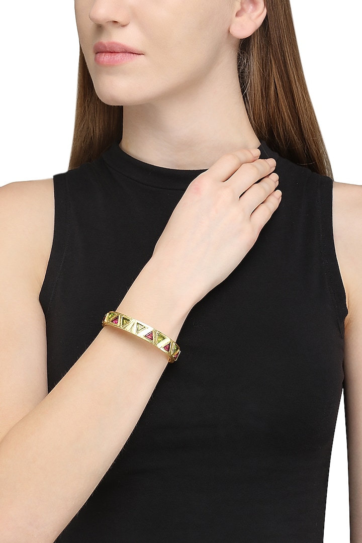 Gold plated pink quartz bracelet available only at Pernia's Pop Up