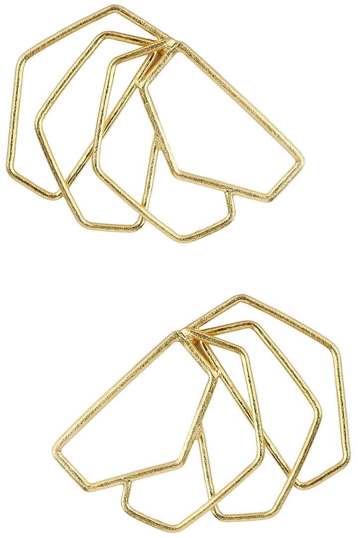 Gold plated geometric roulade earrings available only at Pernia's Pop Up Shop.