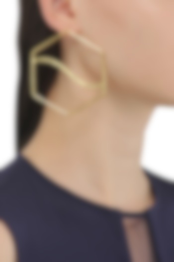 Gold Plated Hexagon Pupa Earrings by Varnika Arora
