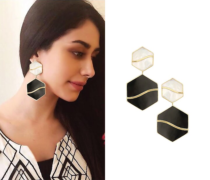 Gold Plated Black and white Mini Pupa Earrings available only at Pernia's Pop Up Shop.