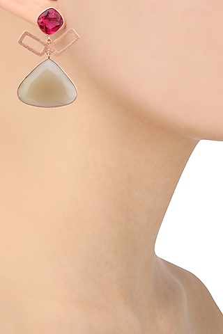Rose gold plated Aurora Earrings by Varnika Arora