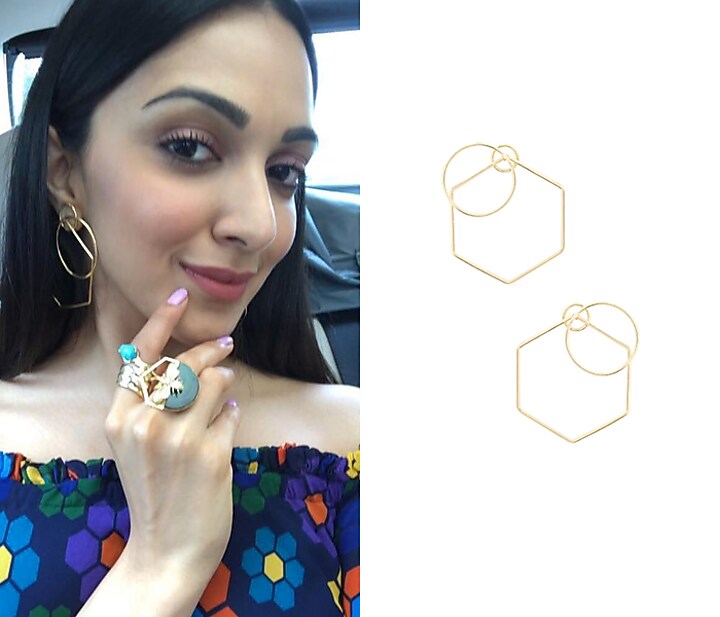 Gold Plated Geometric Nucleus Earrings available only at Pernia's Pop Up Shop.