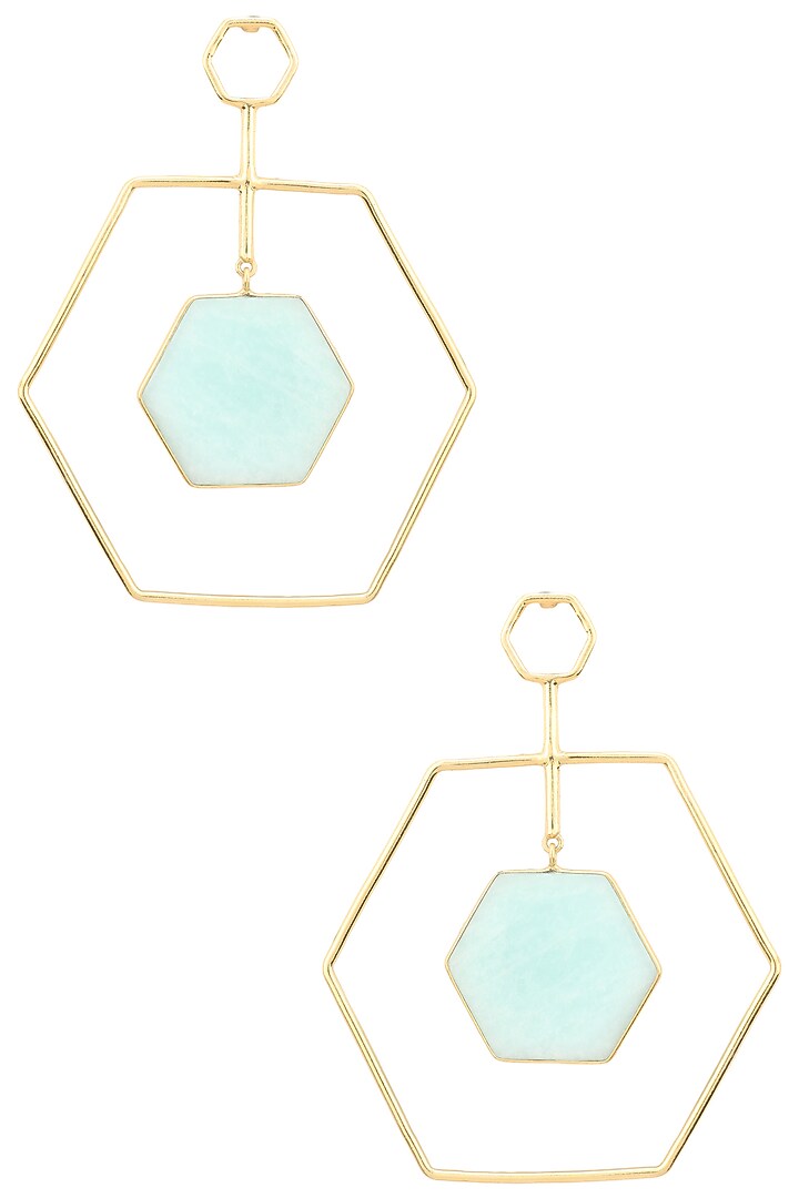 Gold Plated Amazonite Stone Honey Dune Earrings available only at Pernia's Pop Up Shop.