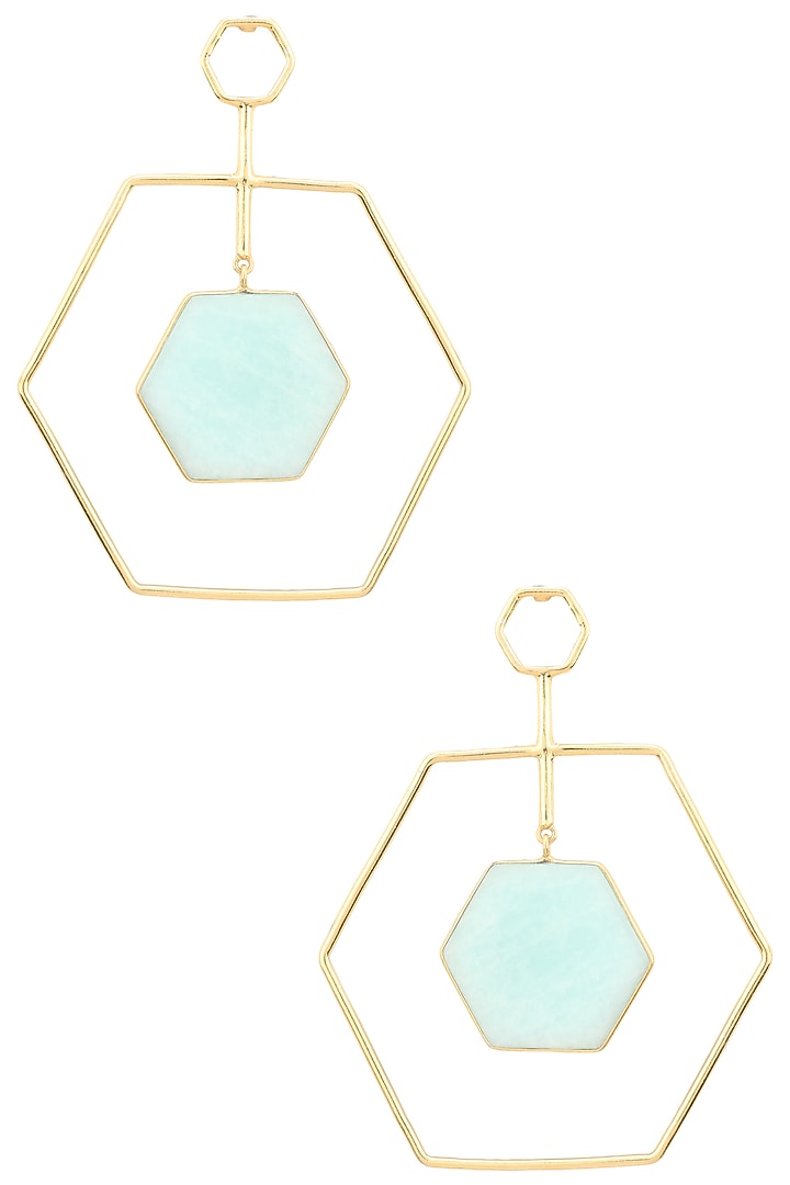 Gold Plated Amazonite Stone Honey Dune Earrings available only at Pernia's Pop Up Shop.