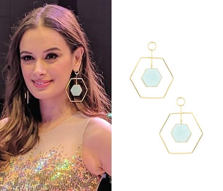 Gold Plated Amazonite Stone Honey Dune Earrings available only at Pernia's Pop Up Shop.