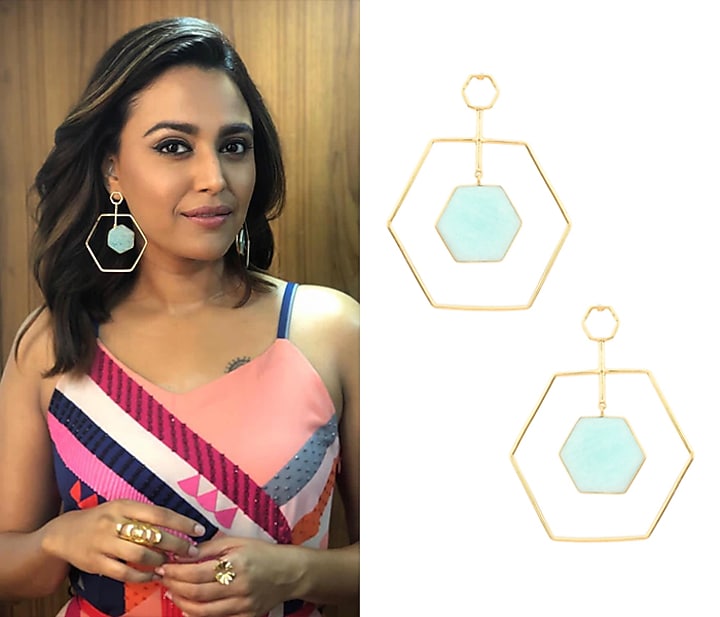Gold Plated Amazonite Stone Honey Dune Earrings available only at Pernia's Pop Up Shop.