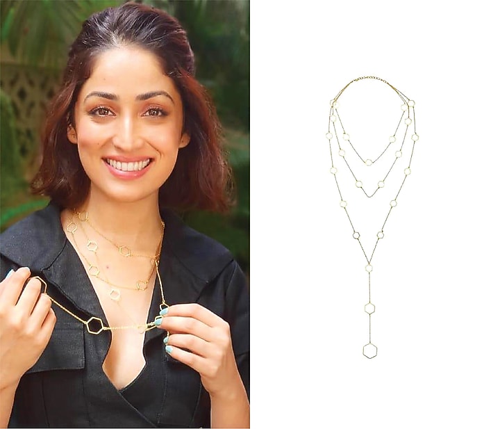 Gold Plated Hexagon Bee Pendant Necklace available only at Pernia's Pop Up Shop.