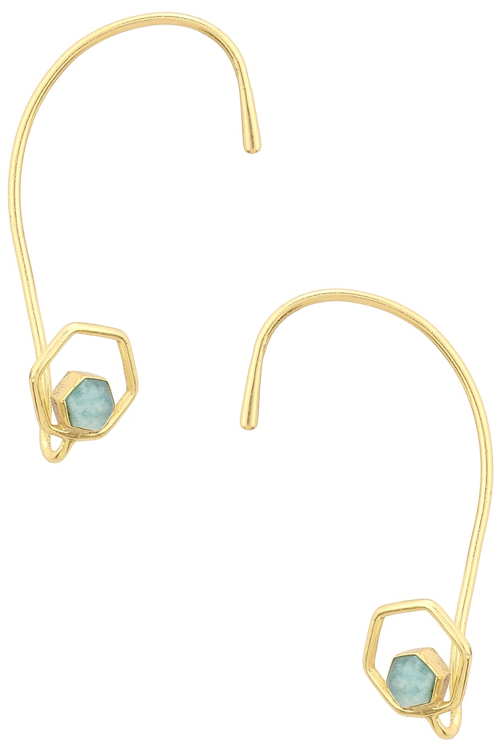 Gold finish amazonite studded ear cuffs available only at Pernia's Pop Up Shop.