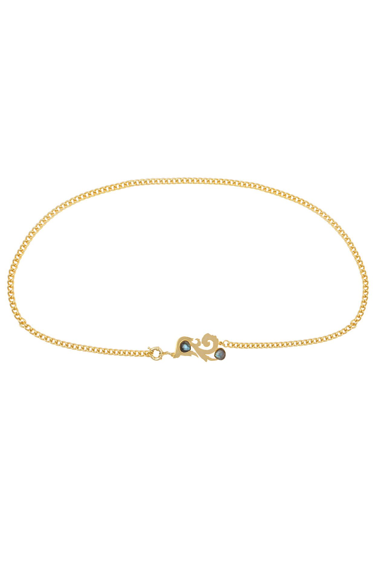 Gold Plated Cut Labrodarite Stone Statement Chain Belt/ Kamarbandh by Varnika Arora