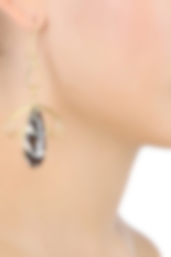 Varnika Arora presents Gold plated peanut jasper wood stone earrings/ maangtikka available only at Pernia's Pop Up Shop.
