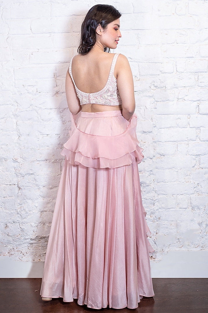 Blush Pink Silk Wedding Lehenga Set by Vasavi Shah at Pernia's Pop Up Shop