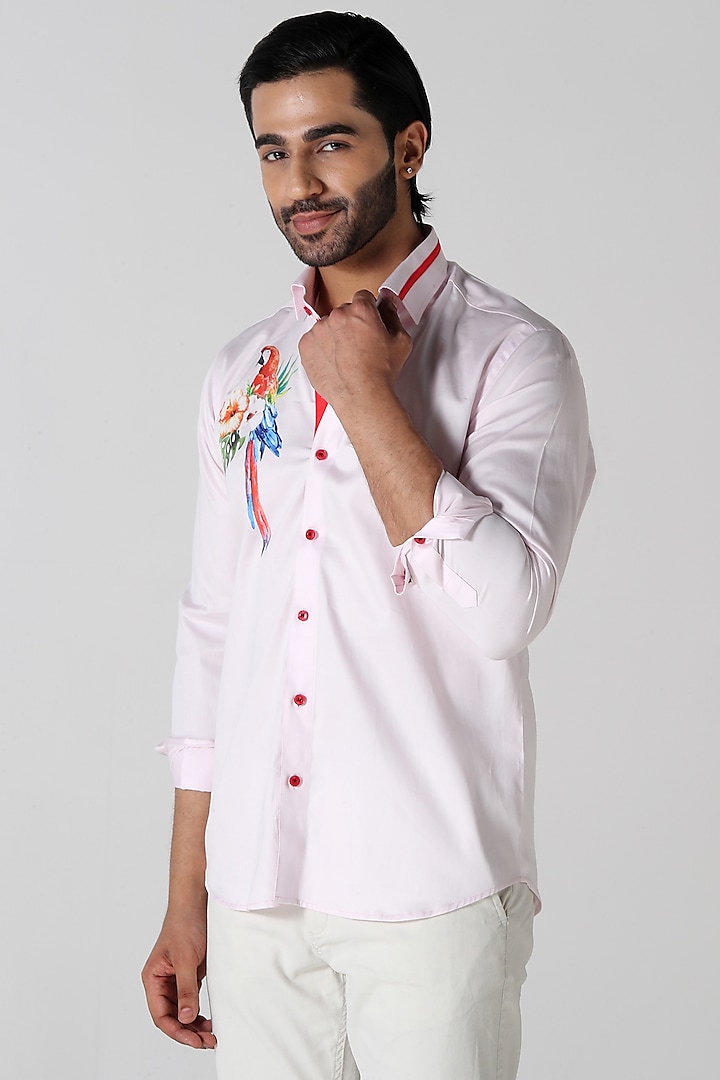 Pink Egyptian Giza Cotton Printed Shirt by Vasnam Jaipur at Pernia's Pop Up Shop