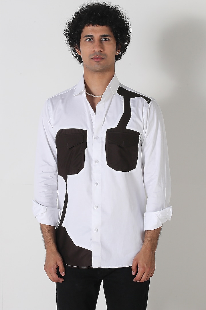 White Egyptian Giza Cotton Printed Shirt by Vasnam Jaipur at Pernia's Pop Up Shop