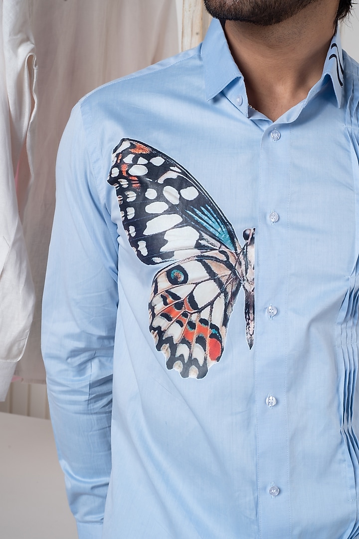 Blue Egyptian Giza Cotton Summer Shirt by Vasnam Jaipur at Pernia's Pop Up Shop