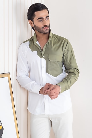 White Egyptian Giza Cotton Shirt by Vasnam Jaipur