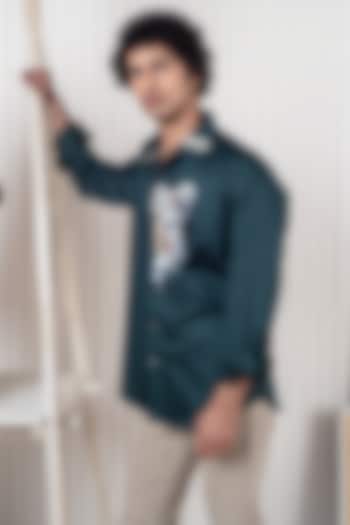 Green Egyptian Giza Cotton Summer Shirt by Vasnam Jaipur at Pernia's Pop Up Shop