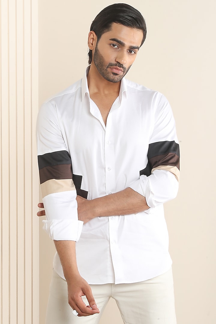 White Egyptian Giza Cotton Shirt by Vasnam Jaipur