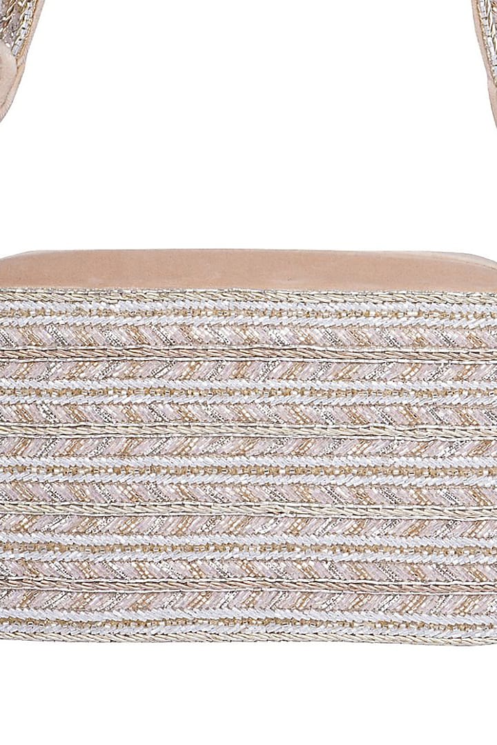 Beige Suede Salli Embellished Box Bag by Veruschka By Payal Kothari at Pernia's Pop Up Shop